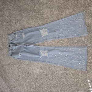 Rhinestone Cowgirl Bell Bottoms Size 1  Cotton Jeans Laniey Wilson Vibes